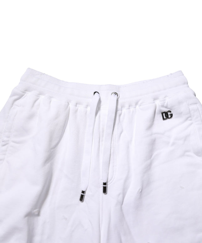 Dolce & Gabbana White Distressed Cotton Men Bermuda Shorts