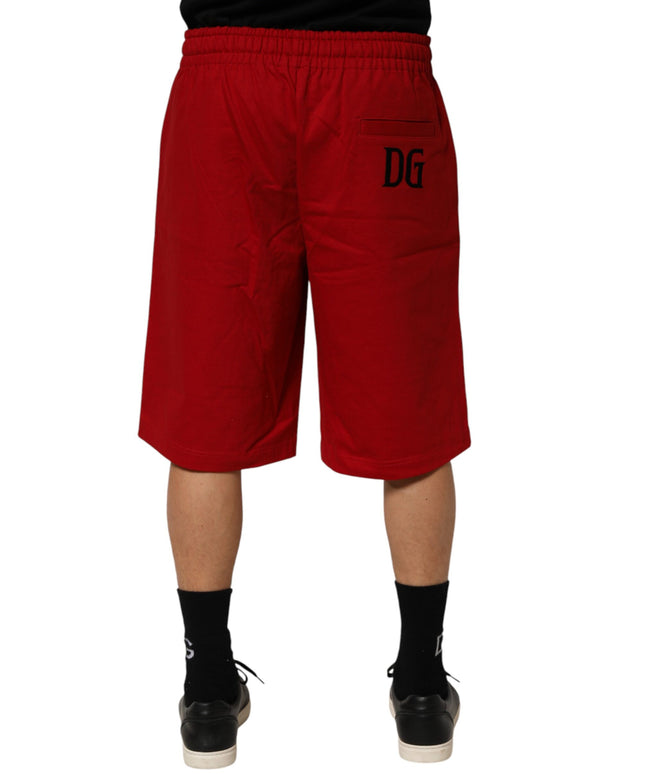 Dolce & Gabbana Red Cotton MidWaist Drawstring Bermuda Pants