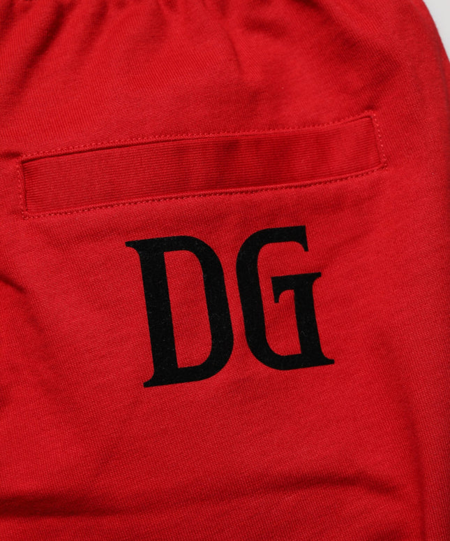 Dolce & Gabbana Red Cotton MidWaist Drawstring Bermuda Pants