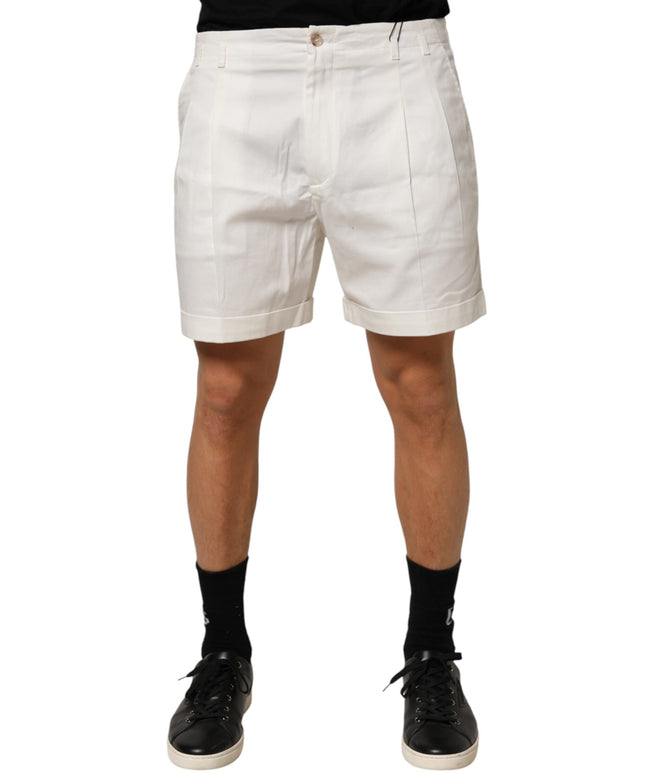 Dolce & Gabbana White Cotton Mid Waist Men Bermuda Shorts