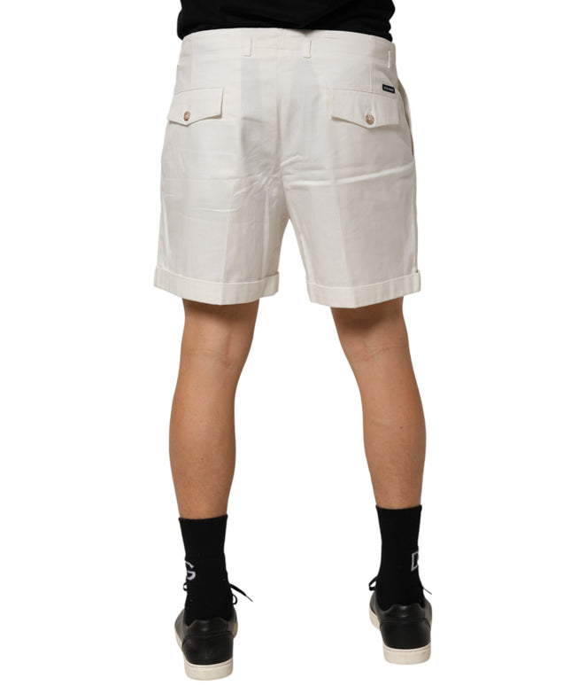 Dolce & Gabbana White Cotton Mid Waist Men Bermuda Shorts