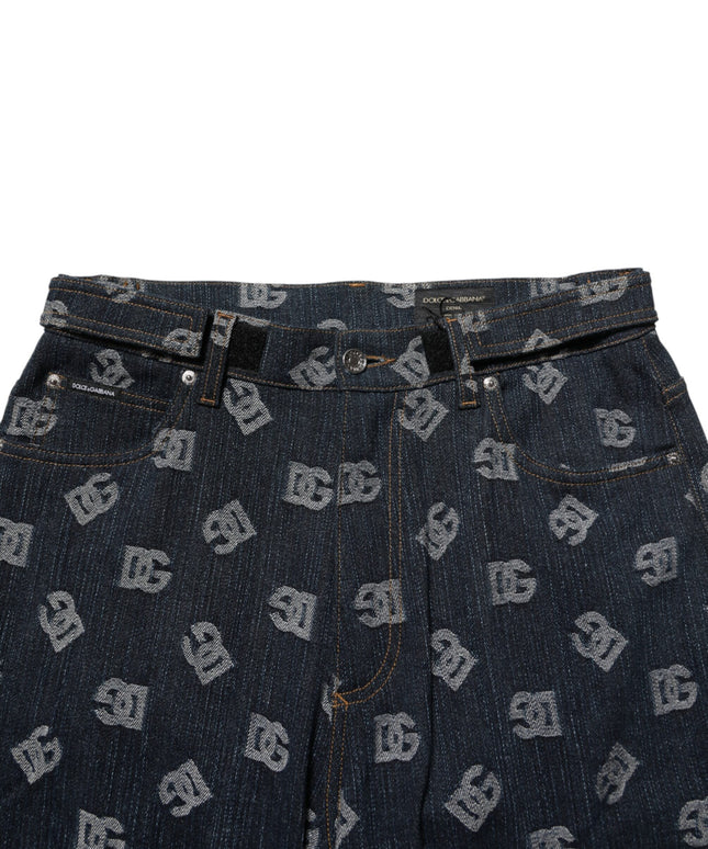 Dolce & Gabbana Blue Logo Print Straight Denim Men Jeans