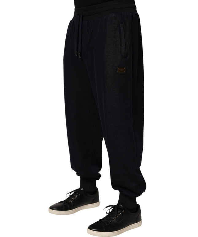 Dolce & Gabbana Black Cotton Blend Drawstring Jogger Jogger Pants