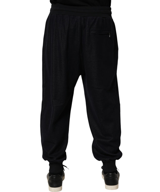 Dolce & Gabbana Black Cotton Blend Drawstring Jogger Jogger Pants