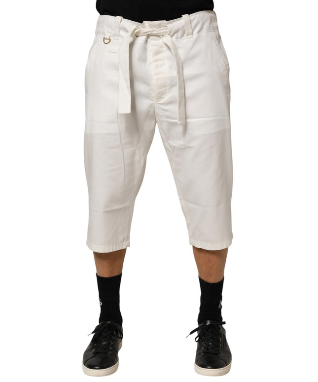 Dolce & Gabbana White Cotton Stretch Cropped Trouser Pants