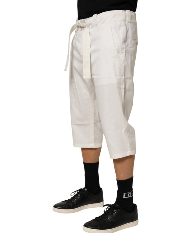 Dolce & Gabbana White Cotton Stretch Cropped Trouser Pants