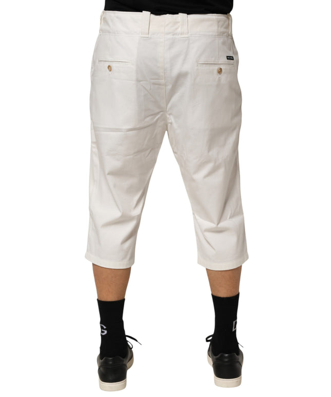 Dolce & Gabbana White Cotton Stretch Cropped Trouser Pants