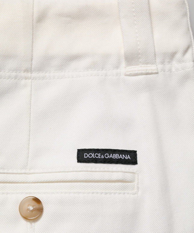 Dolce & Gabbana White Cotton Stretch Cropped Trouser Pants