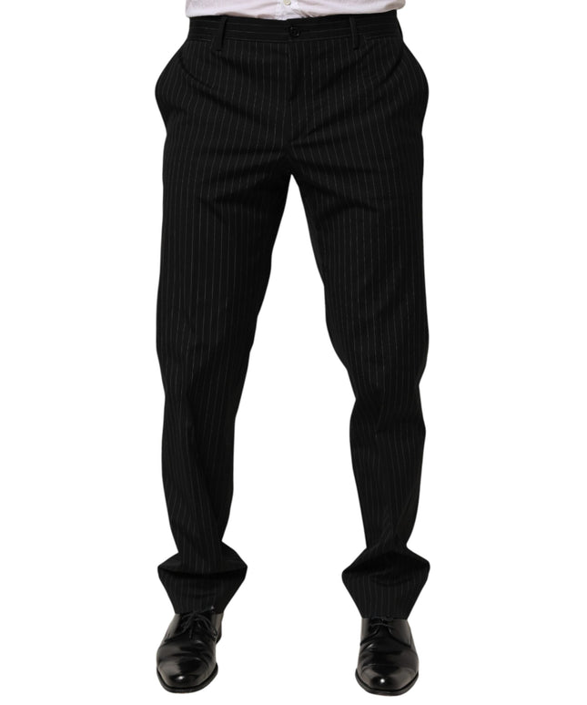 Dolce & Gabbana Black Striped Dress Formal Men Trouser Pants