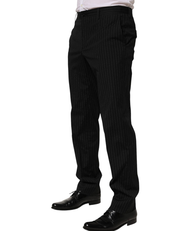 Dolce & Gabbana Black Striped Dress Formal Men Trouser Pants