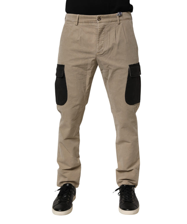 AT.P.CO Beige Mid Waist Skinny Men Cargo Chino Trouser Pants