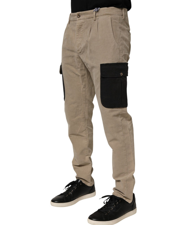 AT.P.CO Beige Mid Waist Skinny Men Cargo Chino Trouser Pants