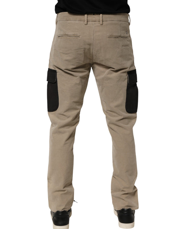 AT.P.CO Beige Mid Waist Skinny Men Cargo Chino Trouser Pants