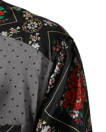 Dolce & Gabbana Multicolor Patchwork Long Sleeves Silk Shirt
