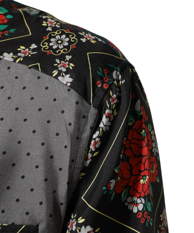 Dolce & Gabbana Multicolor Patchwork Long Sleeves Silk Shirt