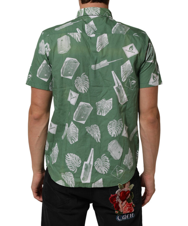 Carhartt Wip Green Printed Cotton Collared Short Sleeves Polo Shirt