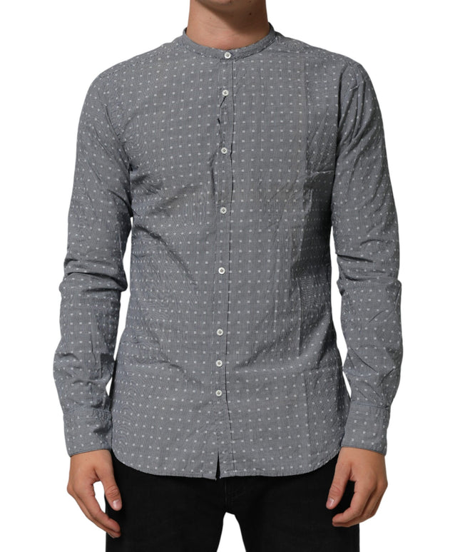AGLINI Gray Polka Dot Cotton Button Down Long Sleeves Shirt