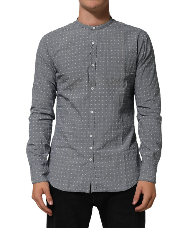 AGLINI Gray Polka Dot Cotton Button Down Long Sleeves Shirt
