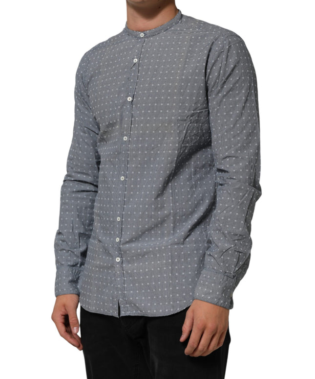 AGLINI Gray Polka Dot Cotton Button Down Long Sleeves Shirt