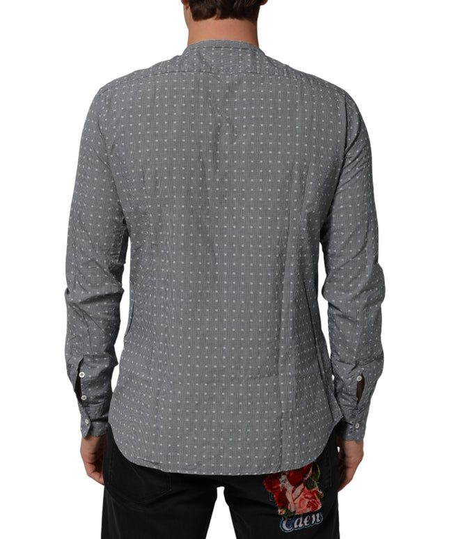 AGLINI Gray Polka Dot Cotton Button Down Long Sleeves Shirt