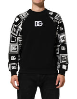 Dolce & Gabbana Black D&G Monogram Cotton Sweatshirt Sweater