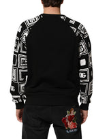 Dolce & Gabbana Black D&G Monogram Cotton Sweatshirt Sweater