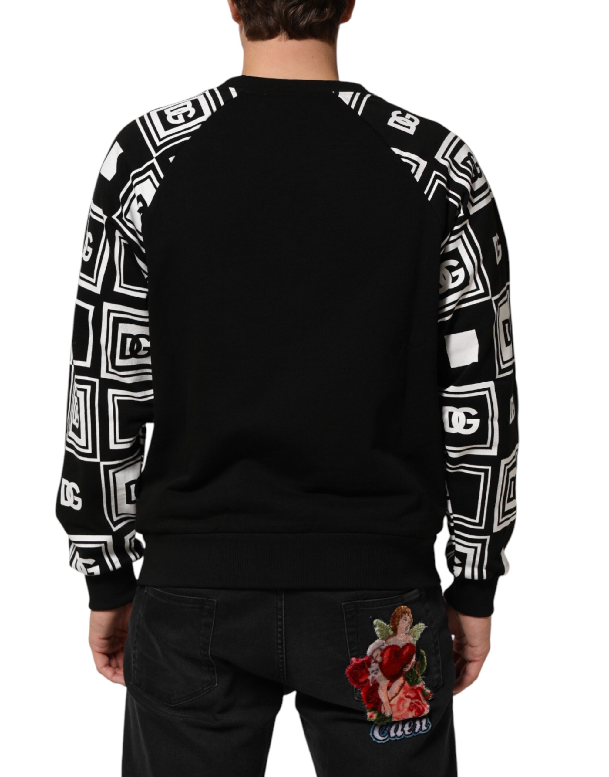 Dolce & Gabbana Black D&G Monogram Cotton Sweatshirt Sweater