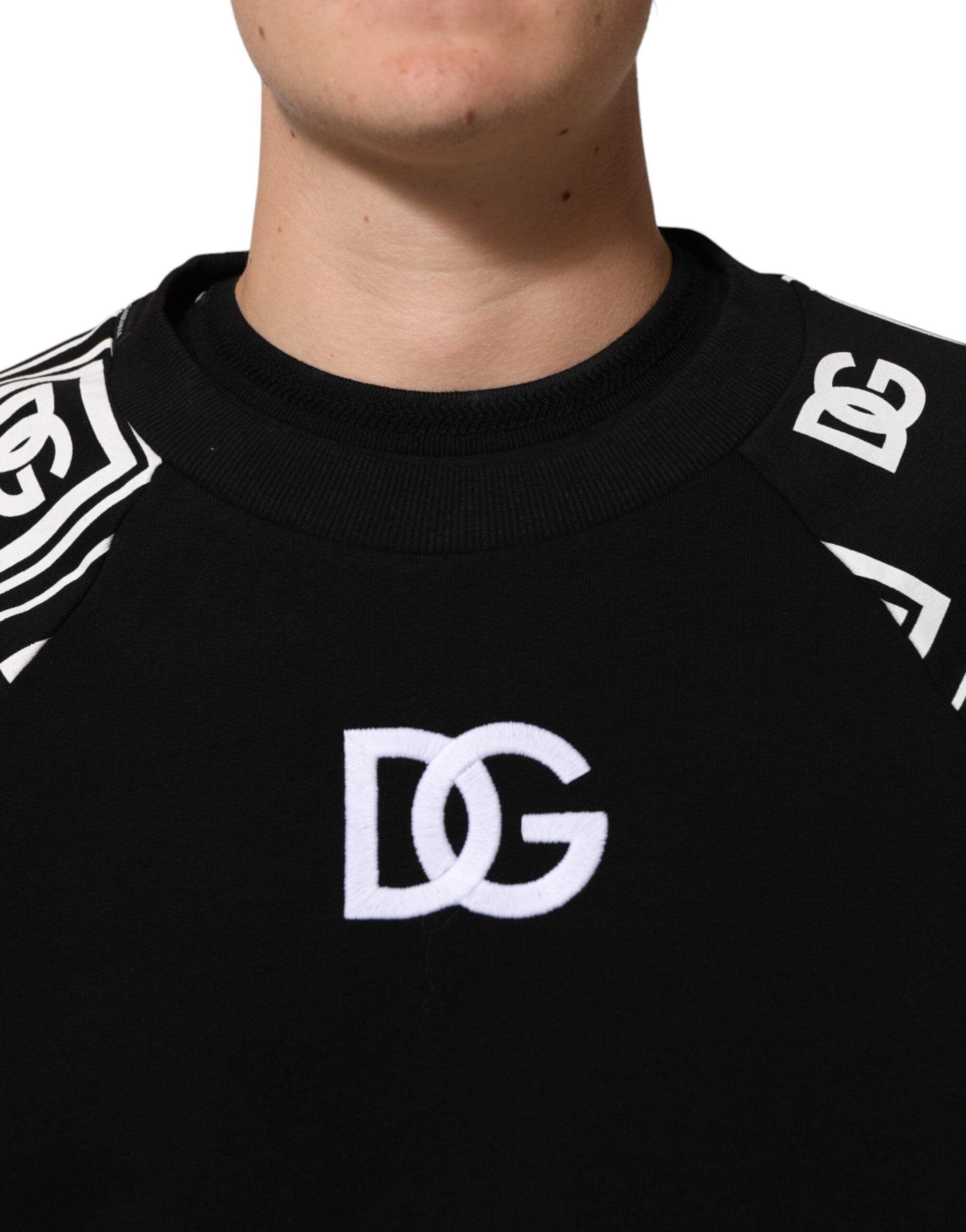 Dolce & Gabbana Black D&G Monogram Cotton Sweatshirt Sweater