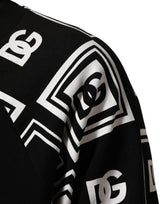 Dolce & Gabbana Black D&G Monogram Cotton Sweatshirt Sweater