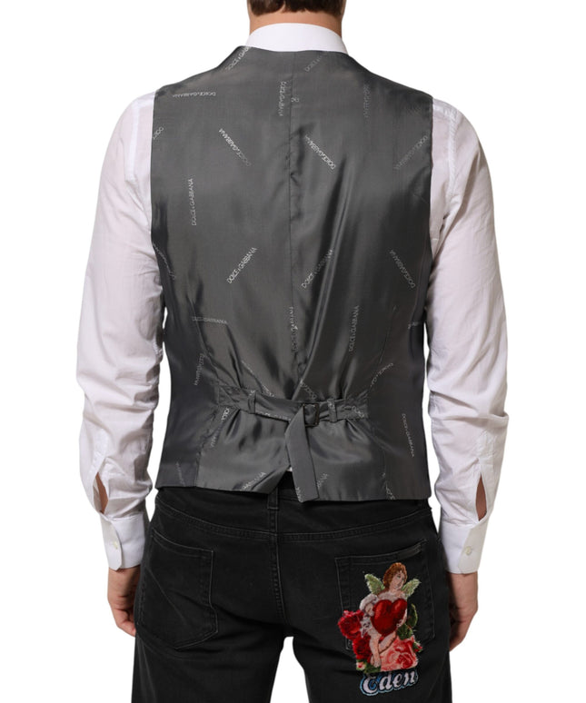 Dolce & Gabbana Black Cotton Waistcoat Dress Men Formal Vest