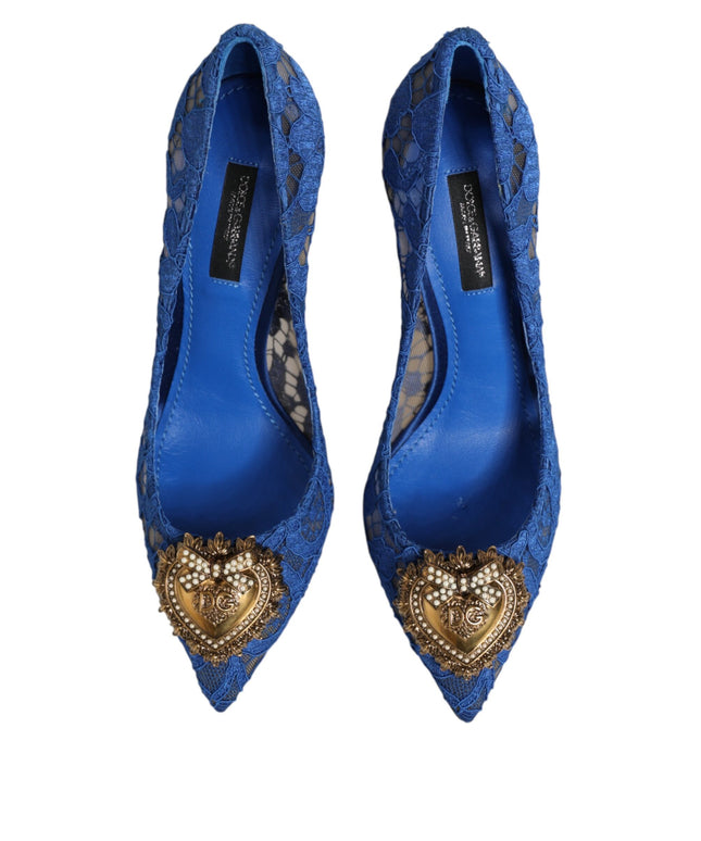 Dolce & Gabbana Blue Taormina Lace DEVOTION Pumps Shoes \