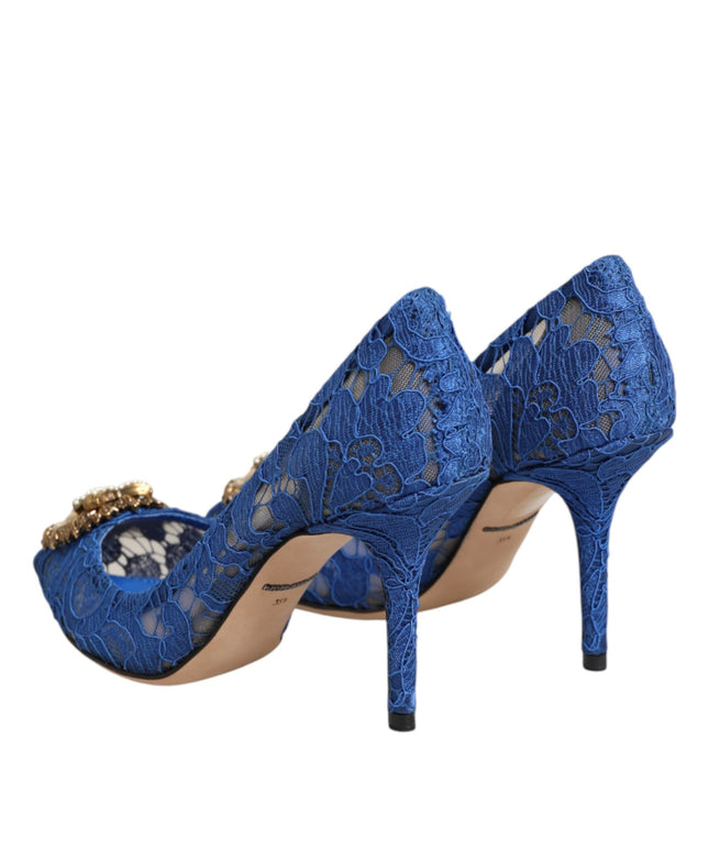 Dolce & Gabbana Blue Taormina Lace DEVOTION Pumps Shoes \
