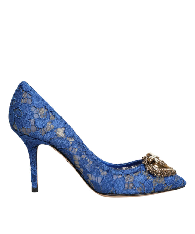 Dolce & Gabbana Blue Taormina Lace DEVOTION Pumps Shoes \