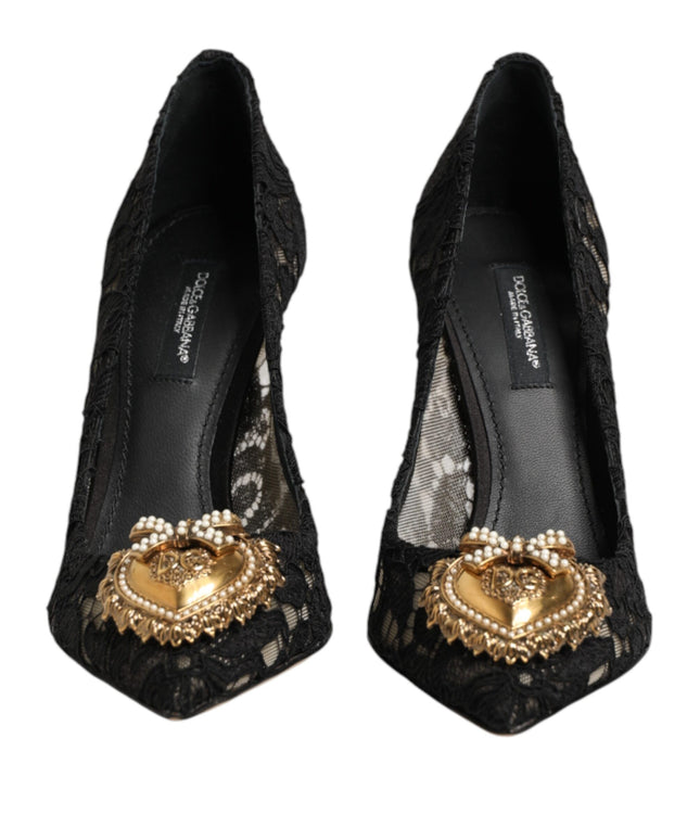 Dolce & Gabbana Black Taormina Lace DEVOTION Pumps Shoes