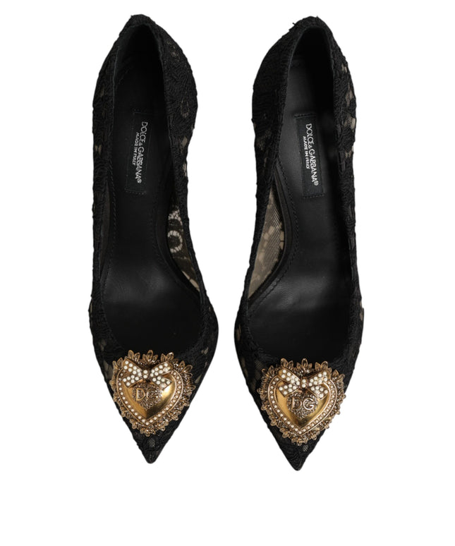Dolce & Gabbana Black Taormina Lace DEVOTION Pumps Shoes