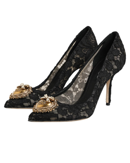 Dolce & Gabbana Black Taormina Lace DEVOTION Pumps Shoes