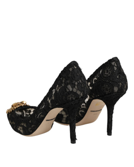 Dolce & Gabbana Black Taormina Lace DEVOTION Pumps Shoes