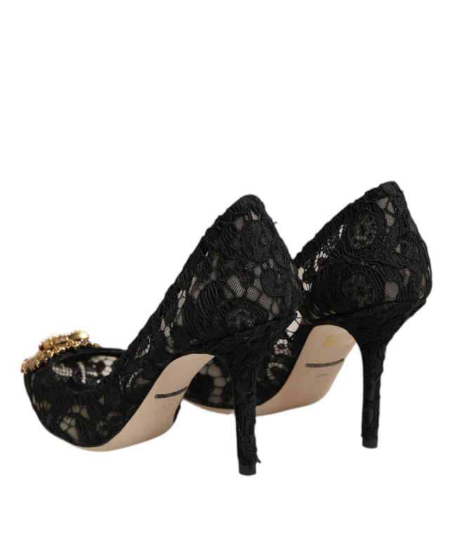 Dolce & Gabbana Black Taormina Lace DEVOTION Pumps Shoes