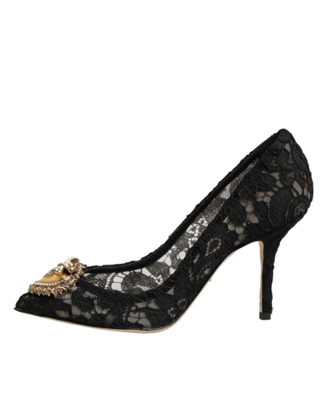 Dolce & Gabbana Black Taormina Lace DEVOTION Pumps Shoes