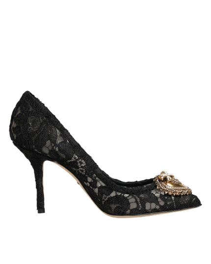 Dolce & Gabbana Black Taormina Lace DEVOTION Pumps Shoes