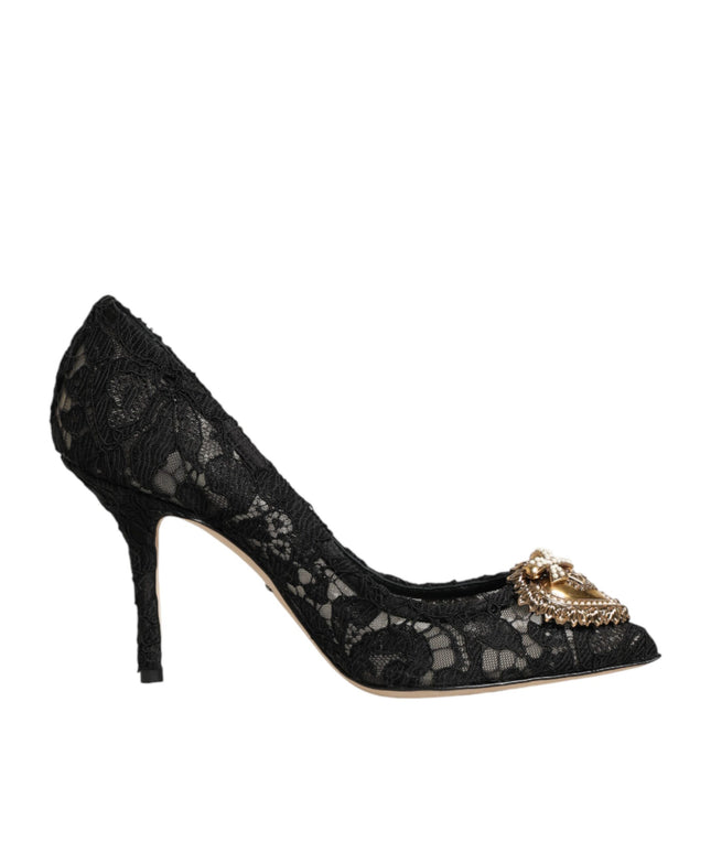 Dolce & Gabbana Black Taormina Lace DEVOTION Pumps Shoes