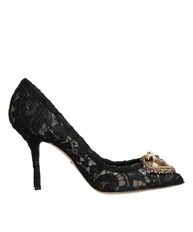 Dolce & Gabbana Black Taormina Lace DEVOTION Pumps Shoes