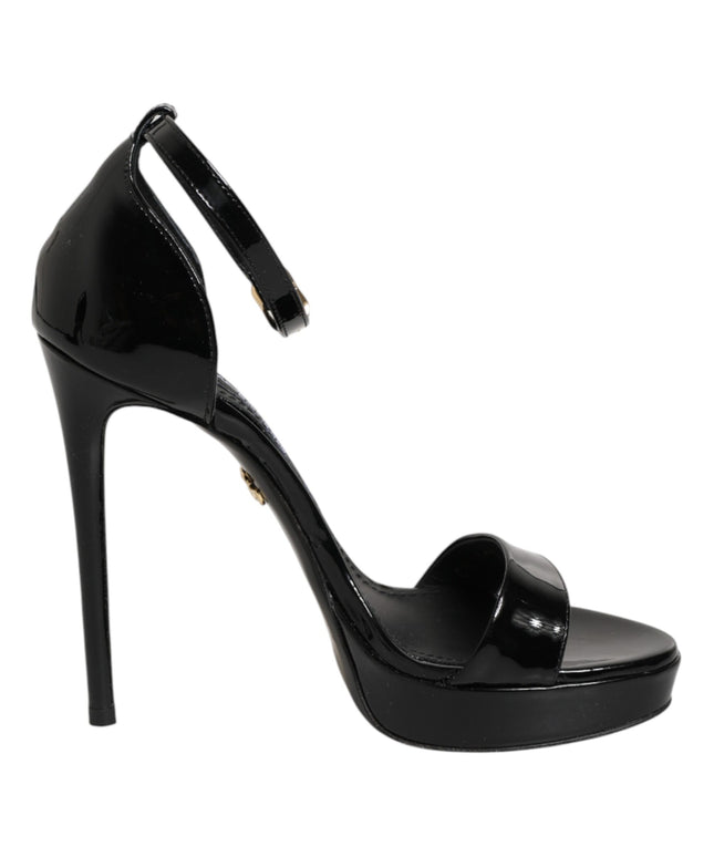 Dolce & Gabbana Black Leather Platform Keira Sandals Shoes
