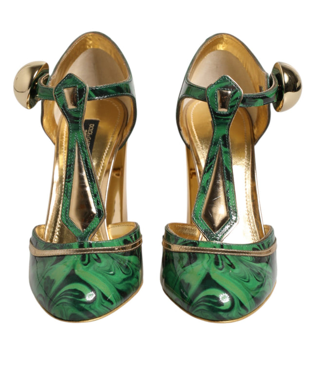 Dolce & Gabbana Green Patent Leather Vally Heels Pumps Shoes
