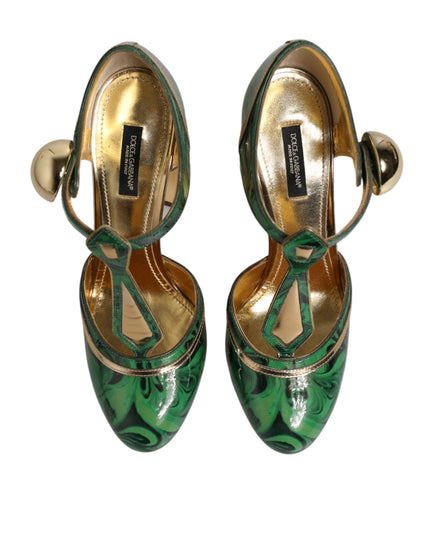 Dolce & Gabbana Green Patent Leather Vally Heels Pumps Shoes