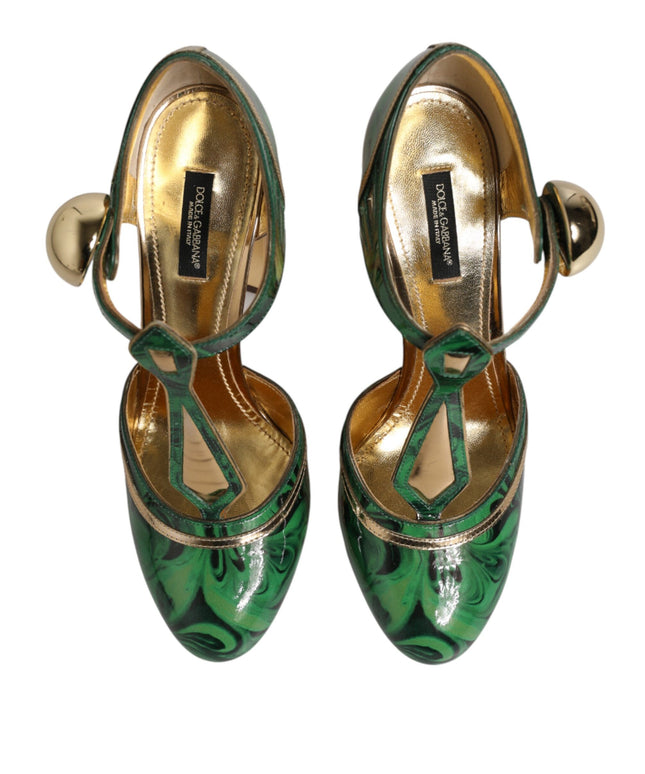 Dolce & Gabbana Green Patent Leather Vally Heels Pumps Shoes