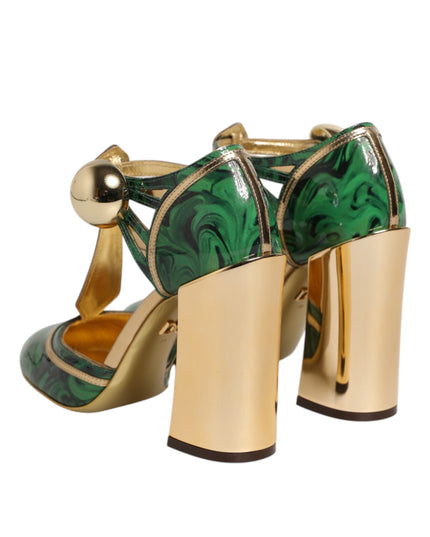 Dolce & Gabbana Green Patent Leather Vally Heels Pumps Shoes