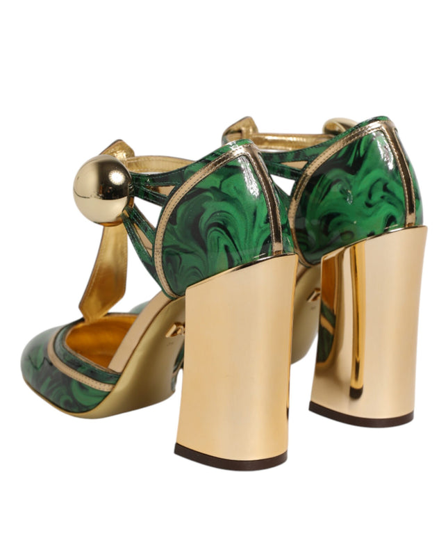 Dolce & Gabbana Green Patent Leather Vally Heels Pumps Shoes