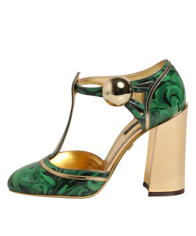 Dolce & Gabbana Green Patent Leather Vally Heels Pumps Shoes