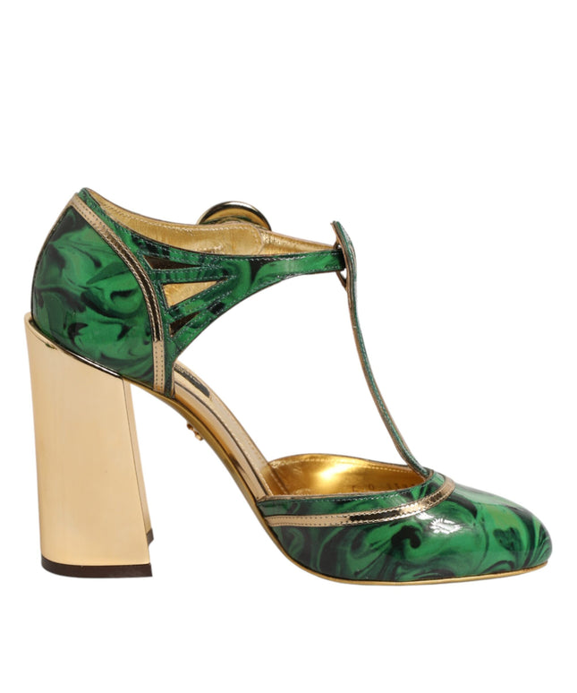 Dolce & Gabbana Green Patent Leather Vally Heels Pumps Shoes